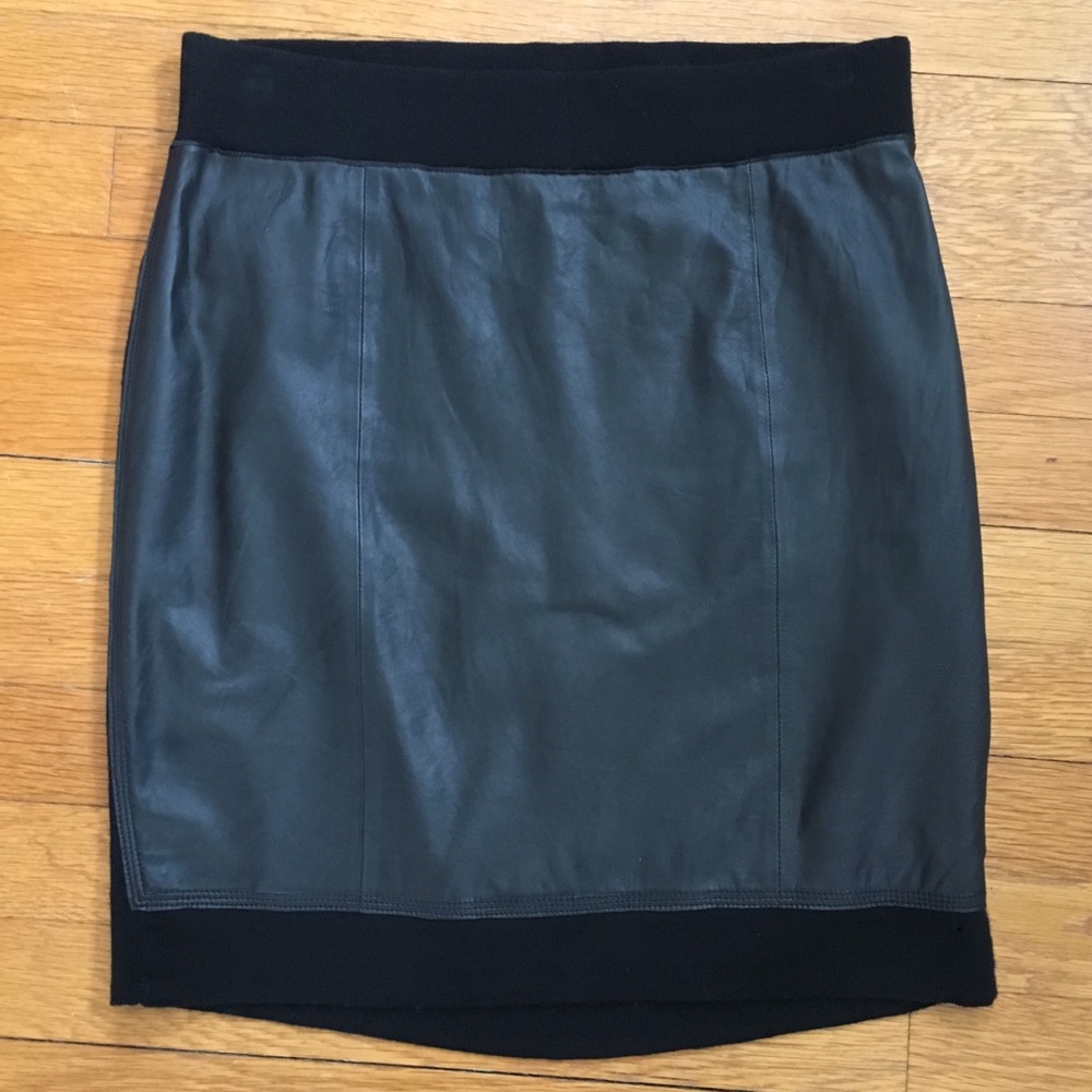 DKNY Leather Front Knit Skirt